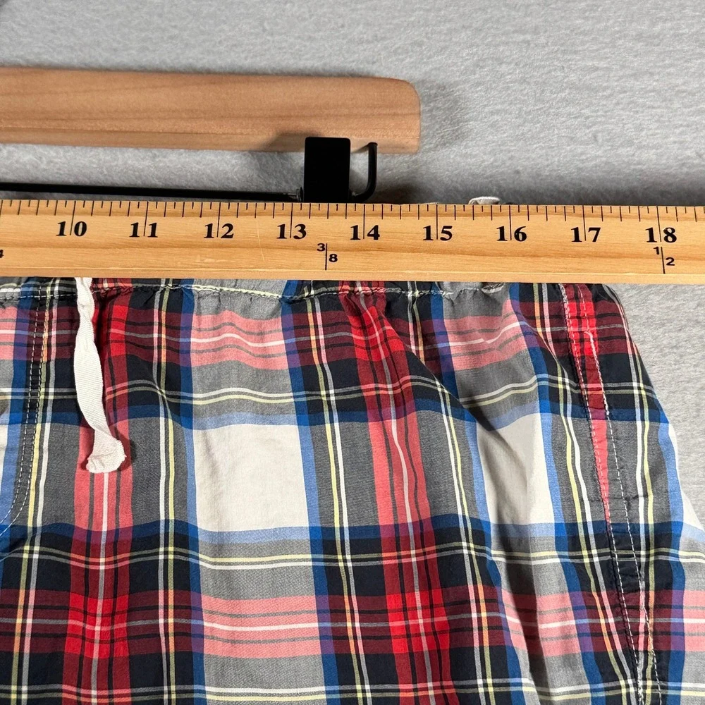 J.Crew Mens Plaid Pajama Pants Red Blue White Cotton Drawstring Size M